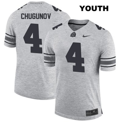 Youth NCAA Ohio State Buckeyes Chris Chugunov #4 College Stitched Authentic Nike Gray Football Jersey YC20W32NV